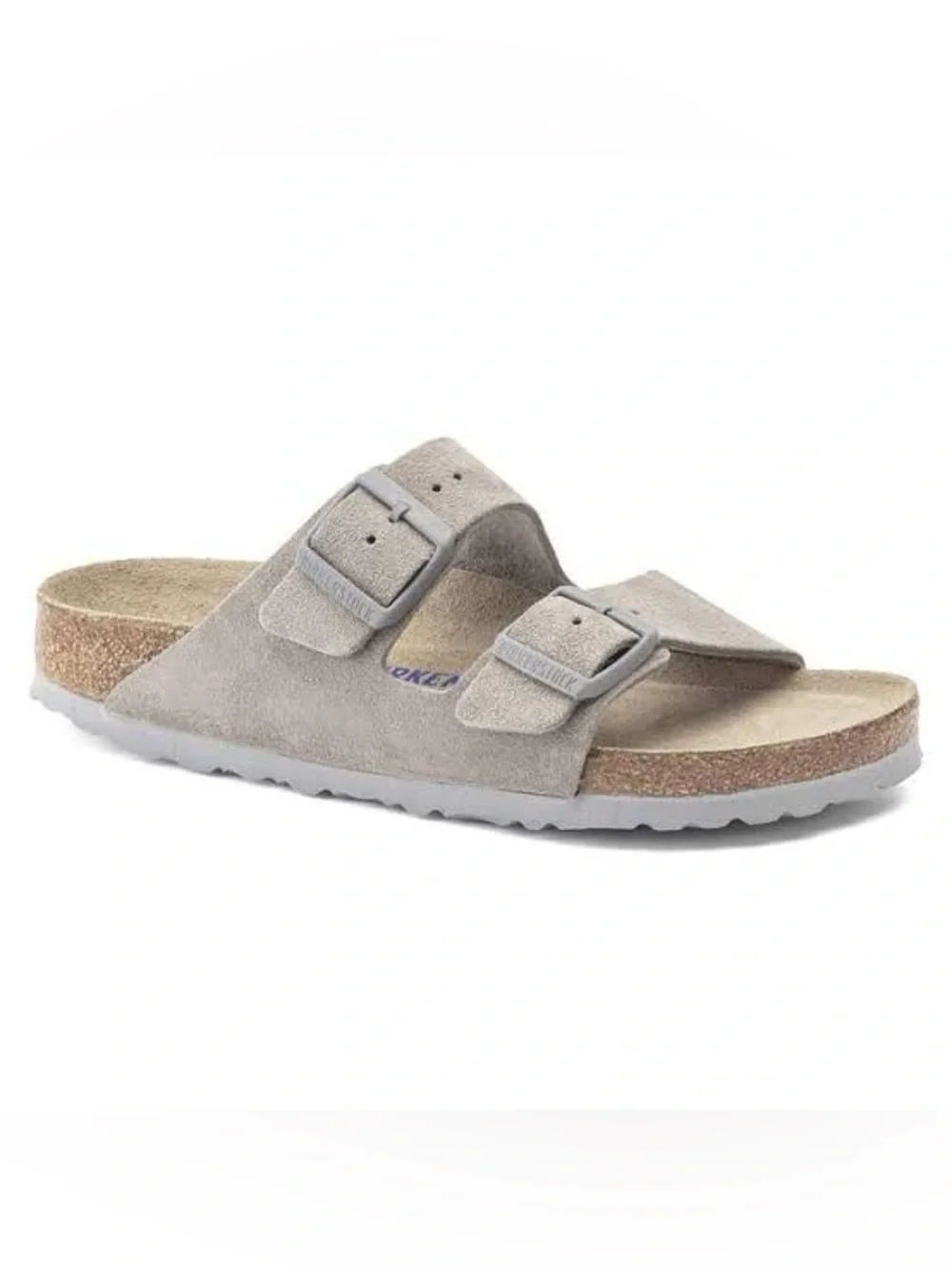 Birkenstock Soft Footbed Arizona Gray Suede Leather Slide Sandals Size 39